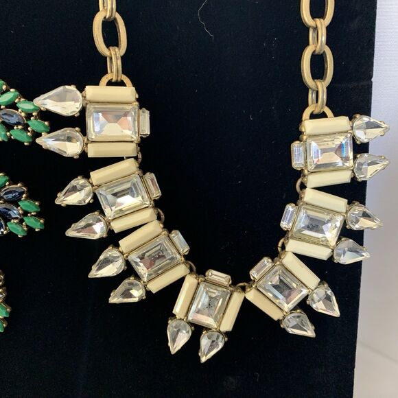 J.CREW LOT of 5 STATEMENT NECKLACES All Wearable Gold Tone Rhinestone Bling - Picture 4 of 8
